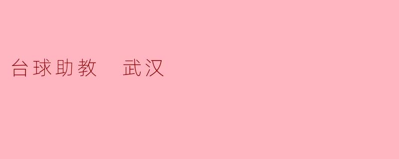 台球助教 武汉
